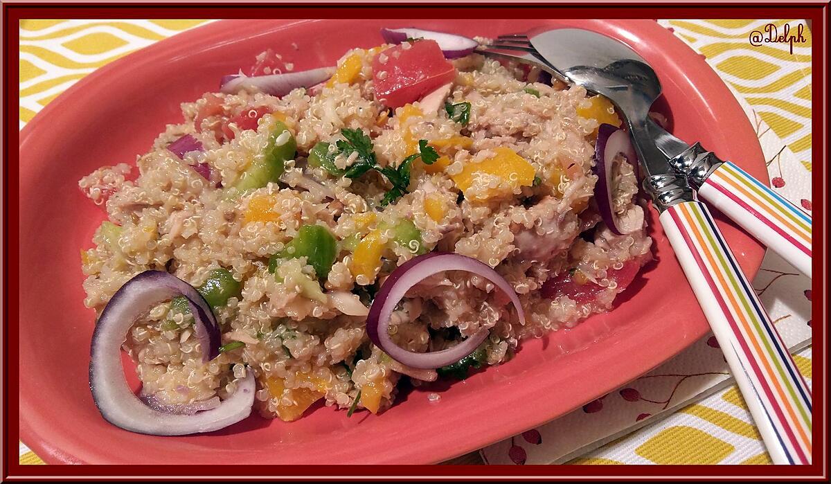recette Salade de Quinoa aux légumes et thon au Thermomix.