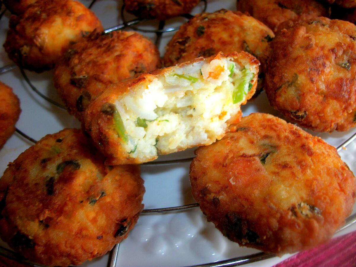 recette CROQUETTE DE RIZ AU SURIMI & OIGNON VERT