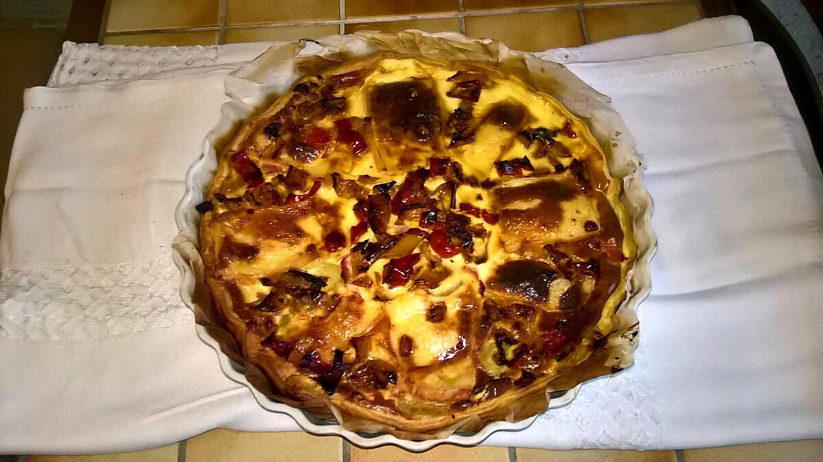 recette Tarte de Fromage  Raclette - Bacon - Poivrons - Oignons