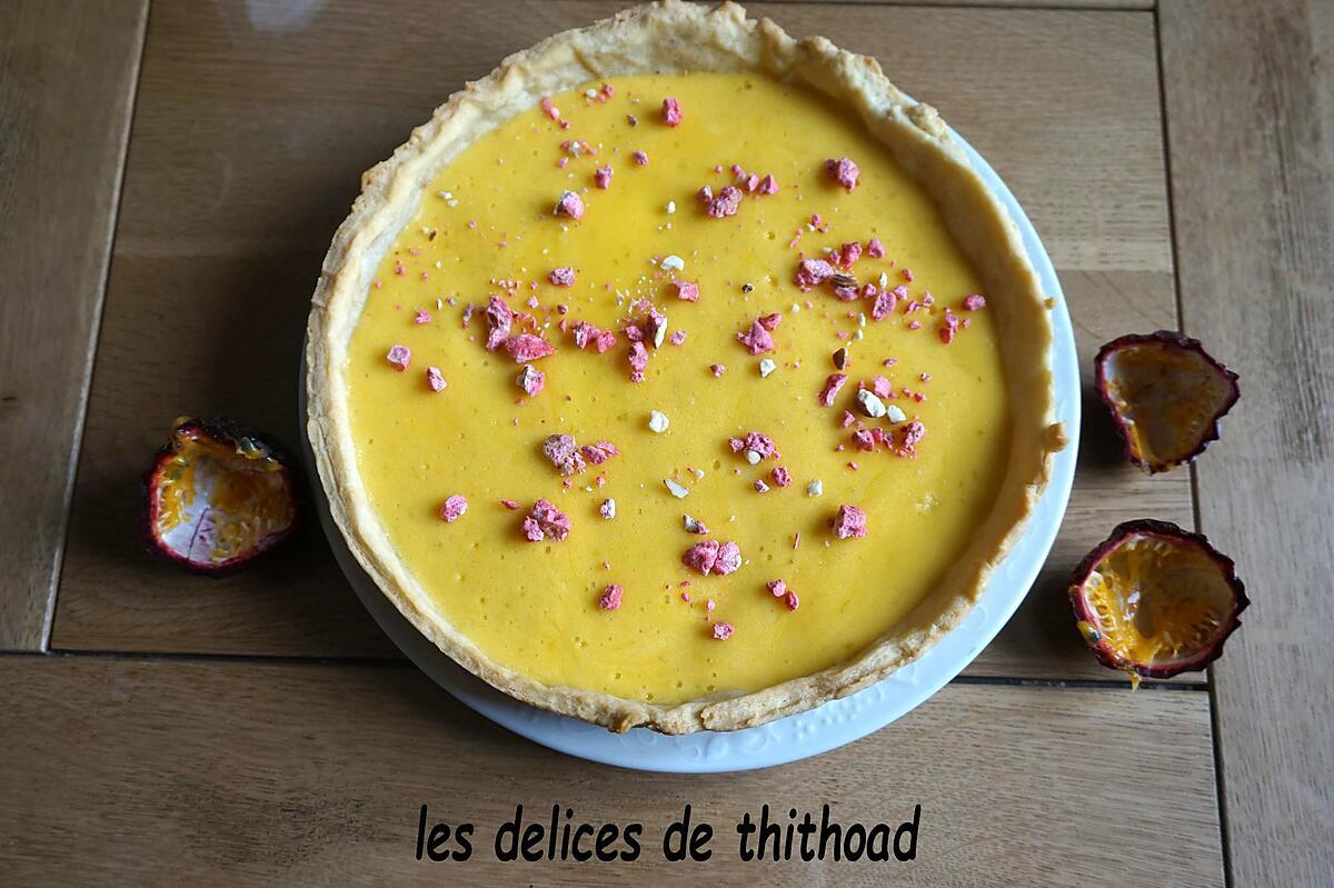 recette tarte aux fruits de la passion et pralines roses