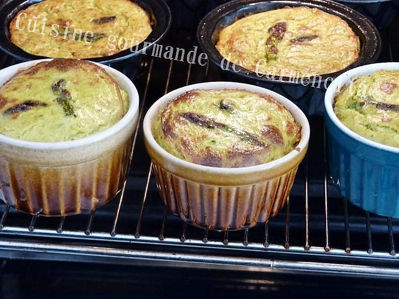 recette Petits flans d'asperges vertes au pesto ail des ours