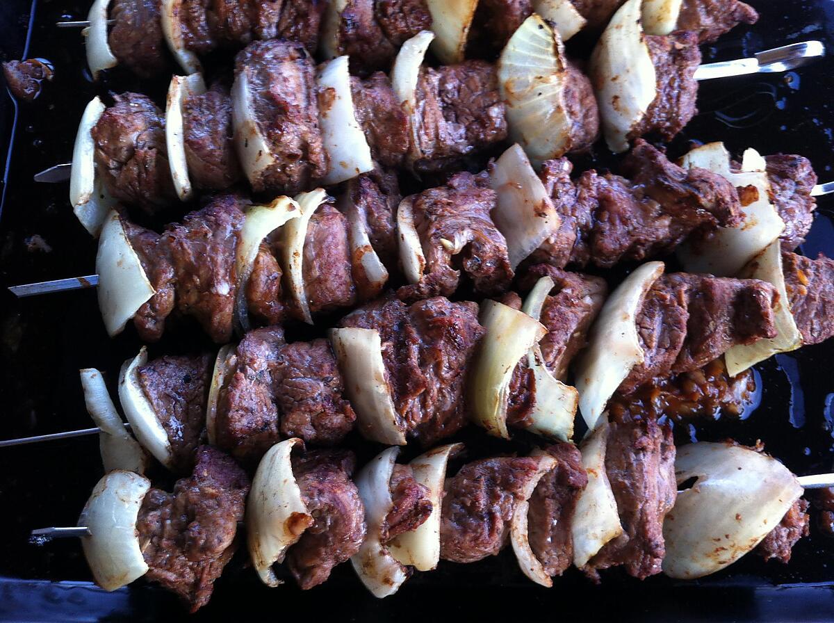 recette Brochettes de boeuf aux oignons