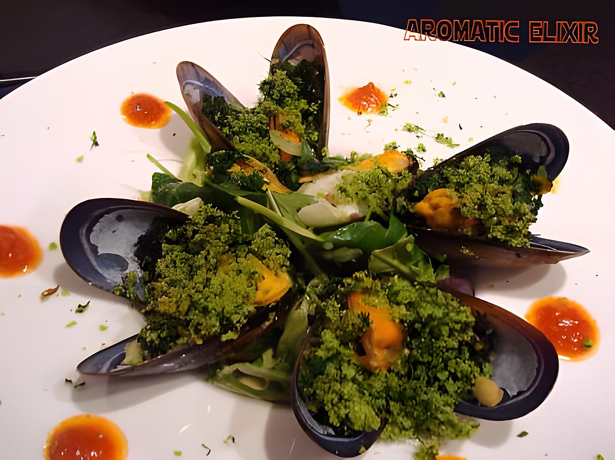 recette Saladine de moules en chapelure verte