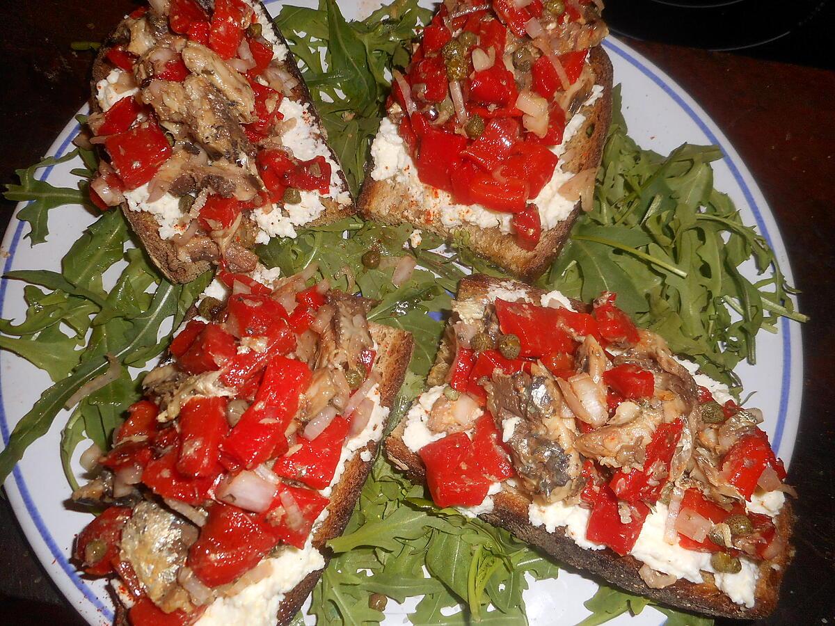 recette Tartines aux sardines et poivrons grillés