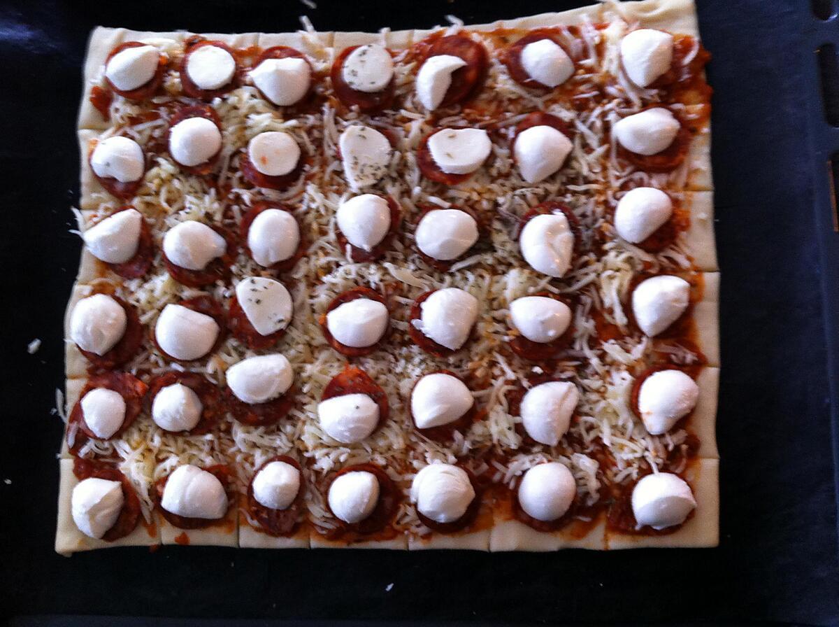 recette Pizza apéritive mozzarella et chorizo