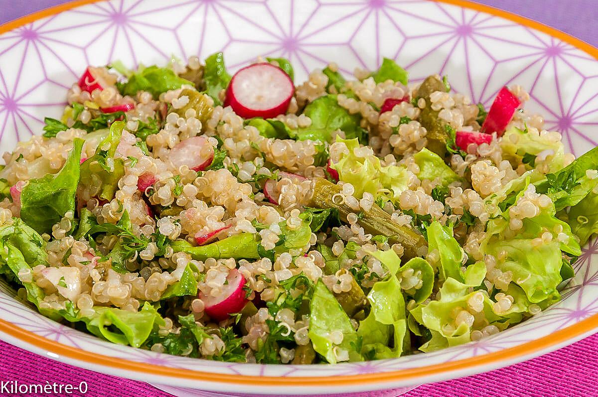 recette Salade de quinoa aux asperges et radis,