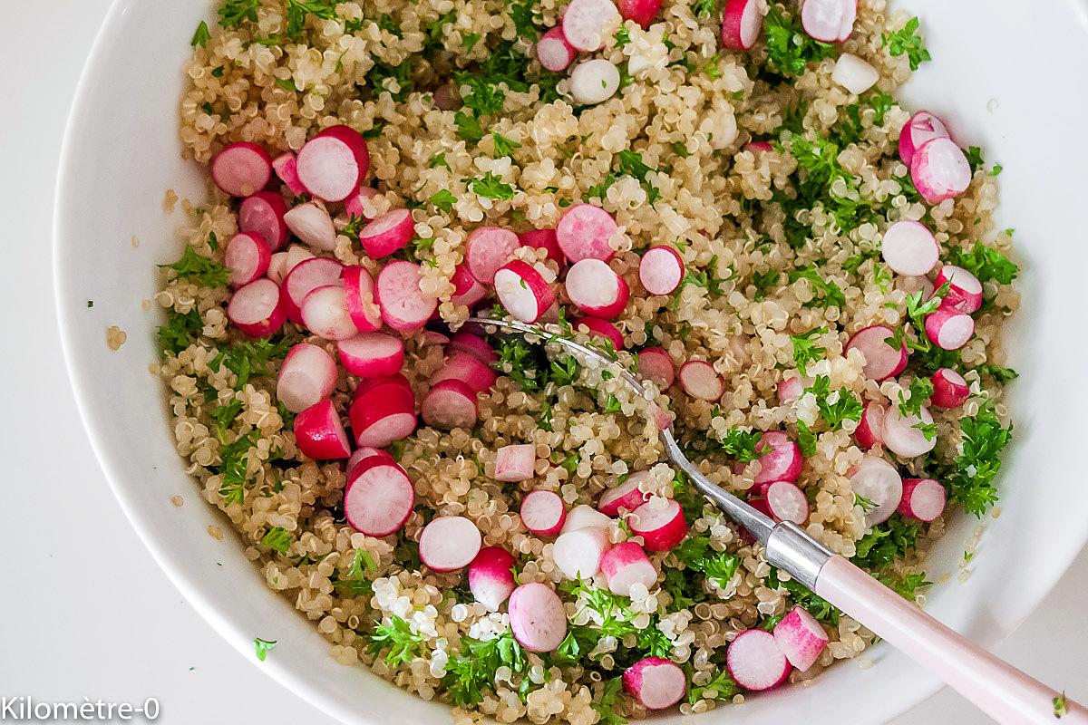 recette Salade de quinoa aux asperges et radis,