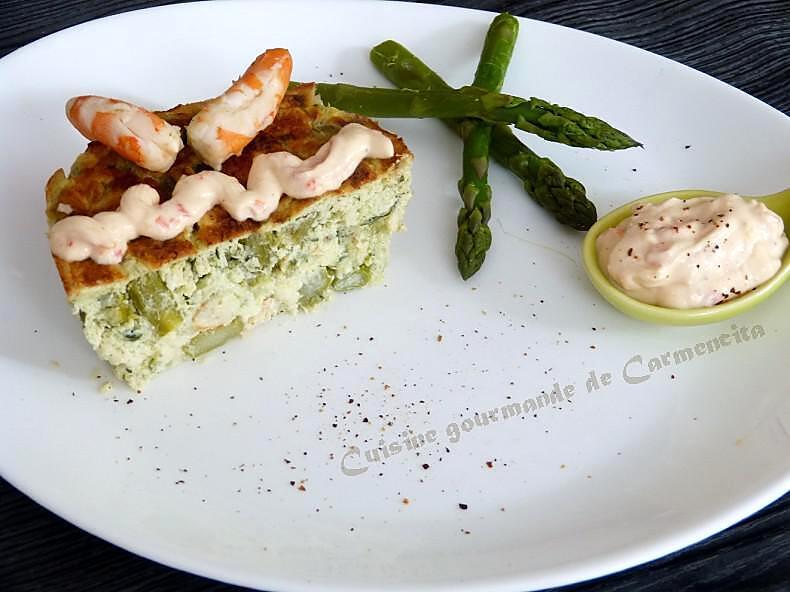 recette Terrine d’asperges vertes aux gambas et crabe