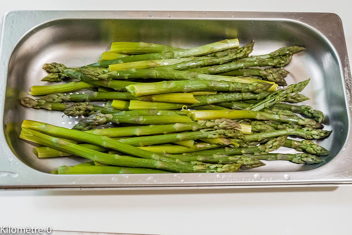 recette Oeuf mollet pané à la charcutière et asperges vertes