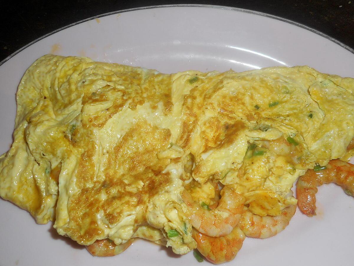 recette Omelette aux crevettes roses