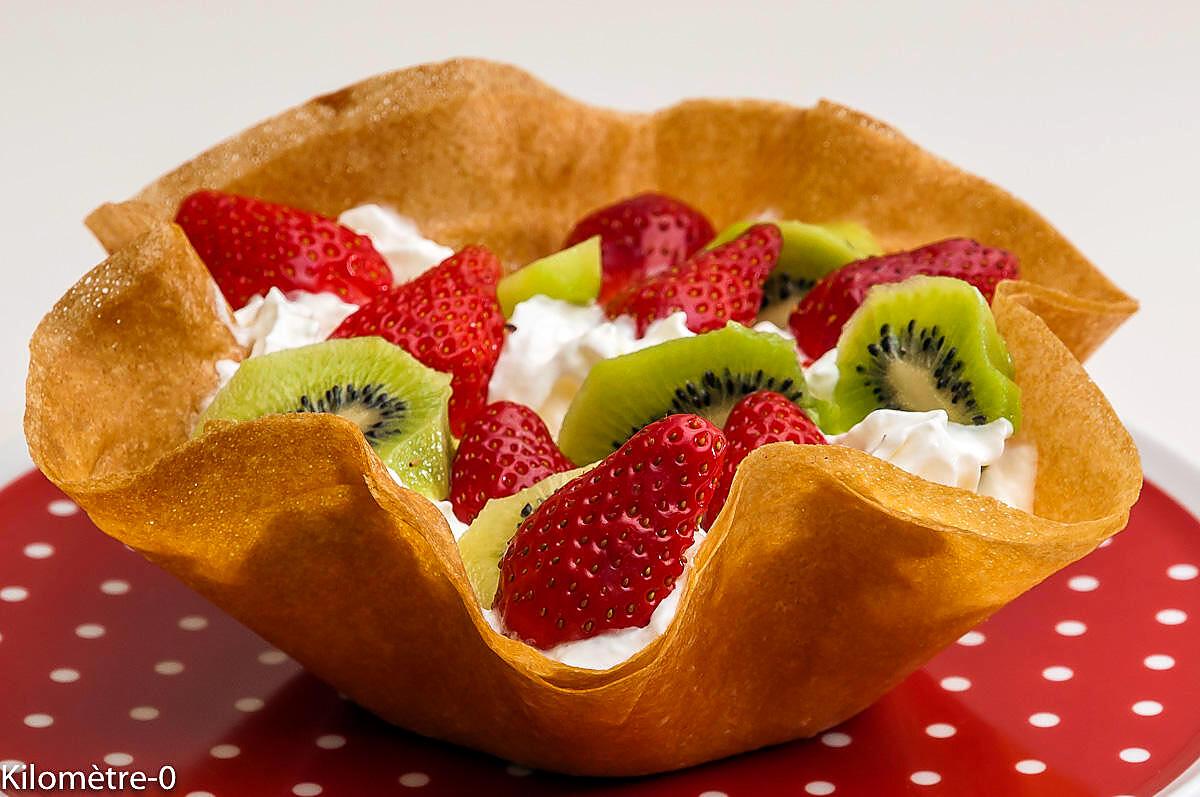 recette Corolle de fraises et kiwis à la chantilly