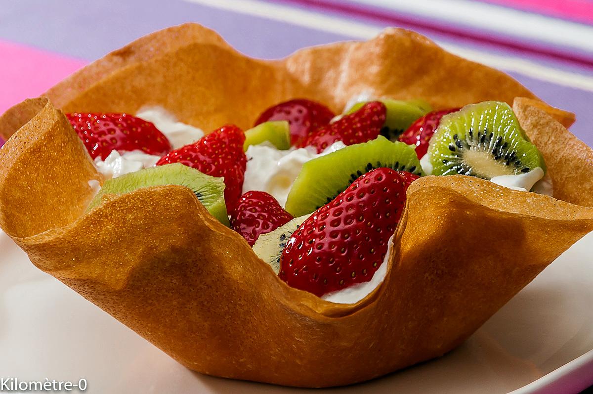 recette Corolle de fraises et kiwis à la chantilly