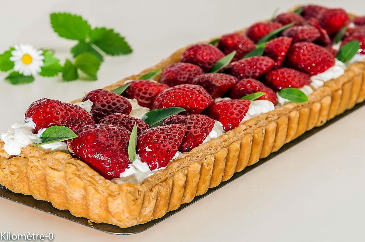 recette Tarte à la chantilly, aux fraises et au basilic