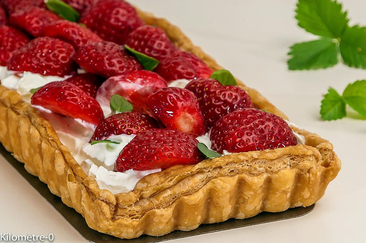 recette Tarte à la chantilly, aux fraises et au basilic