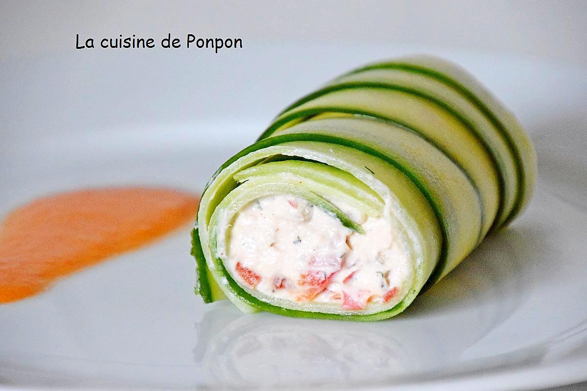 recette Cannelloni de concombre et rillettes de dorade, sans cuisson