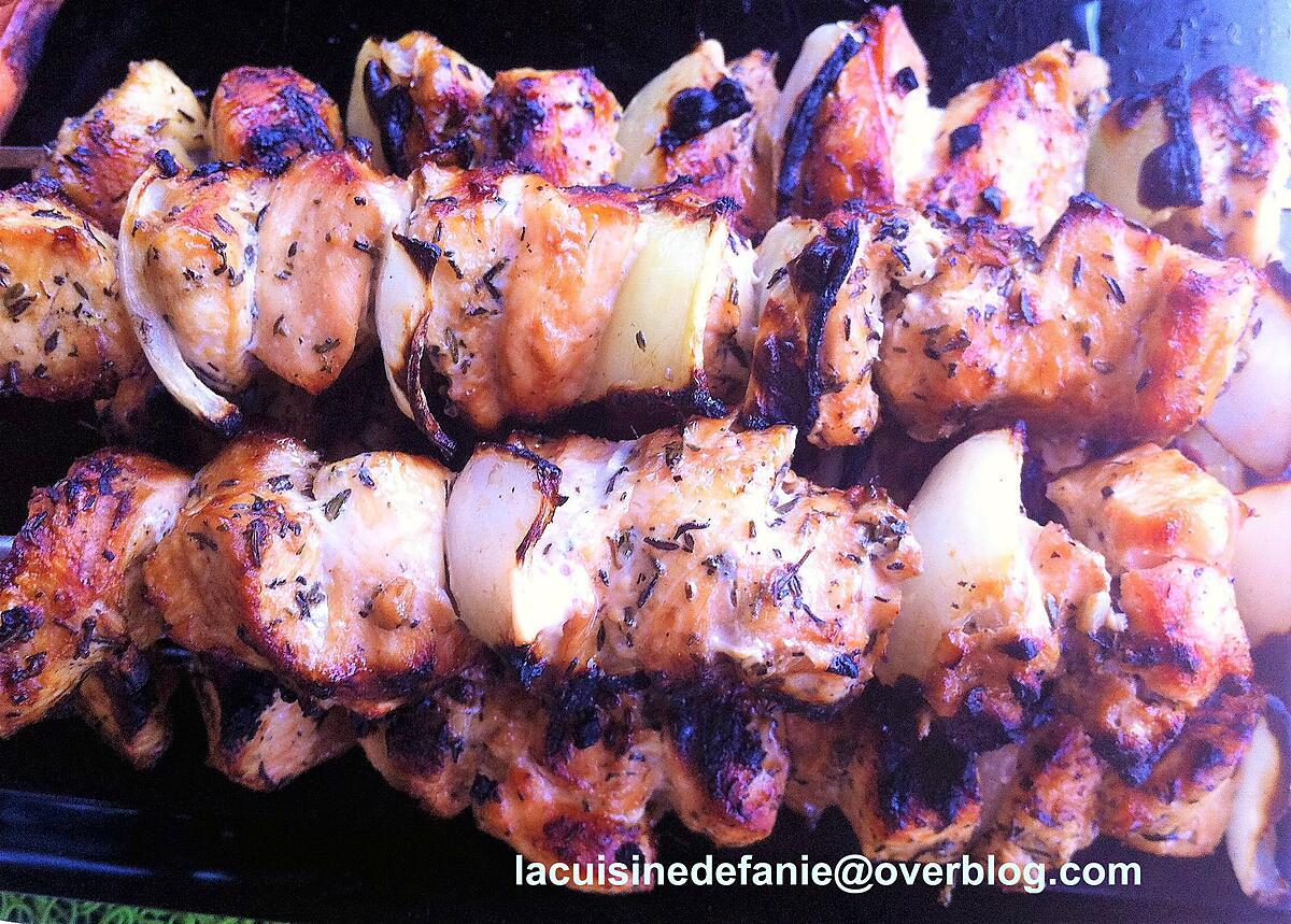 recette Brochettes de poulet thym et citron