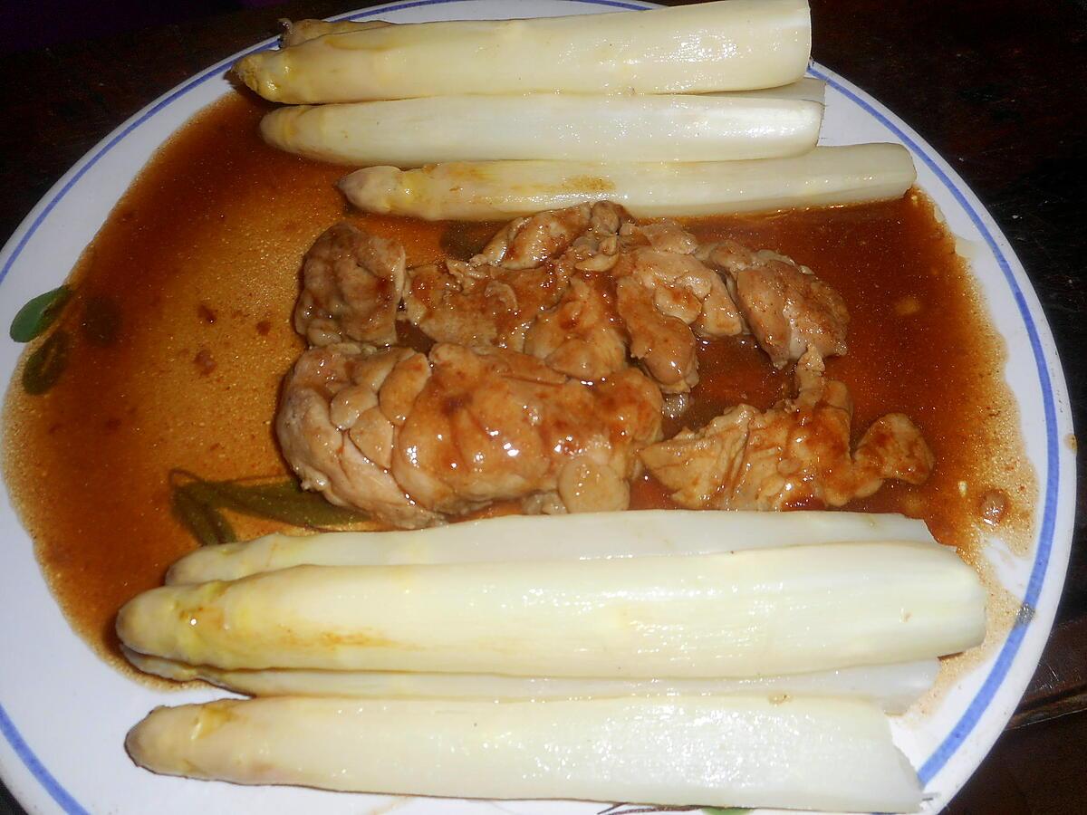 recette Ris de veau braisé avec des asperges des landes