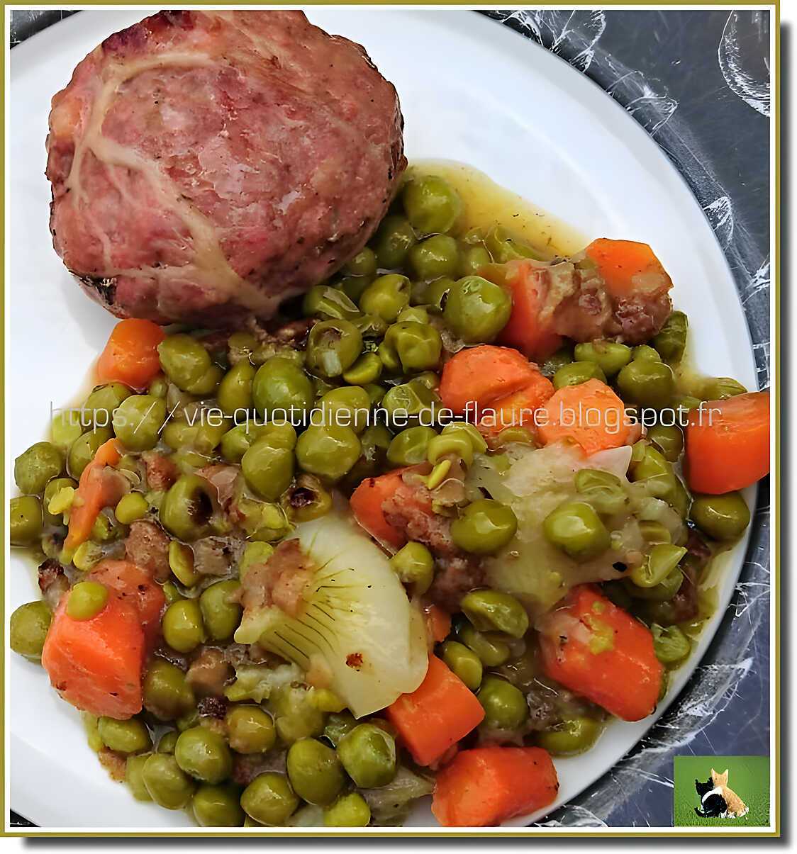 Recette de Petits pois frais, à la paysanne, cuits dans la cocotteminute