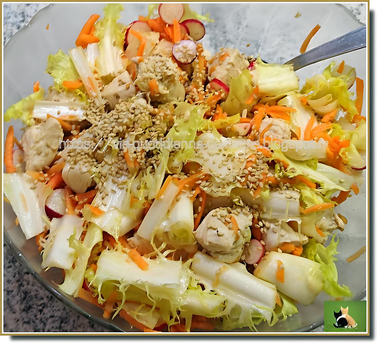 recette Salade friseline au poulet, radis et carottes