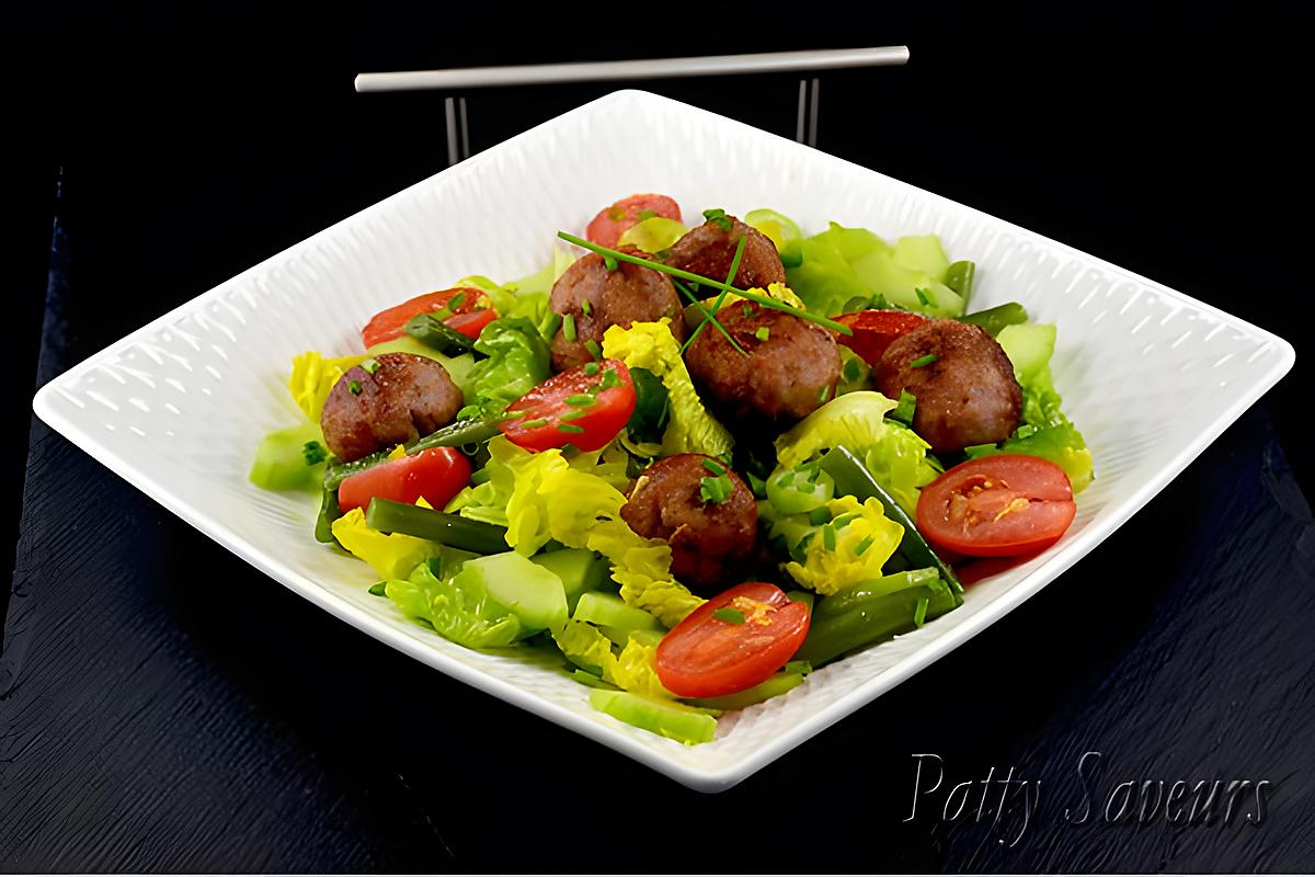 recette Boulettes de Saucisse Italienne, Salade Mixte