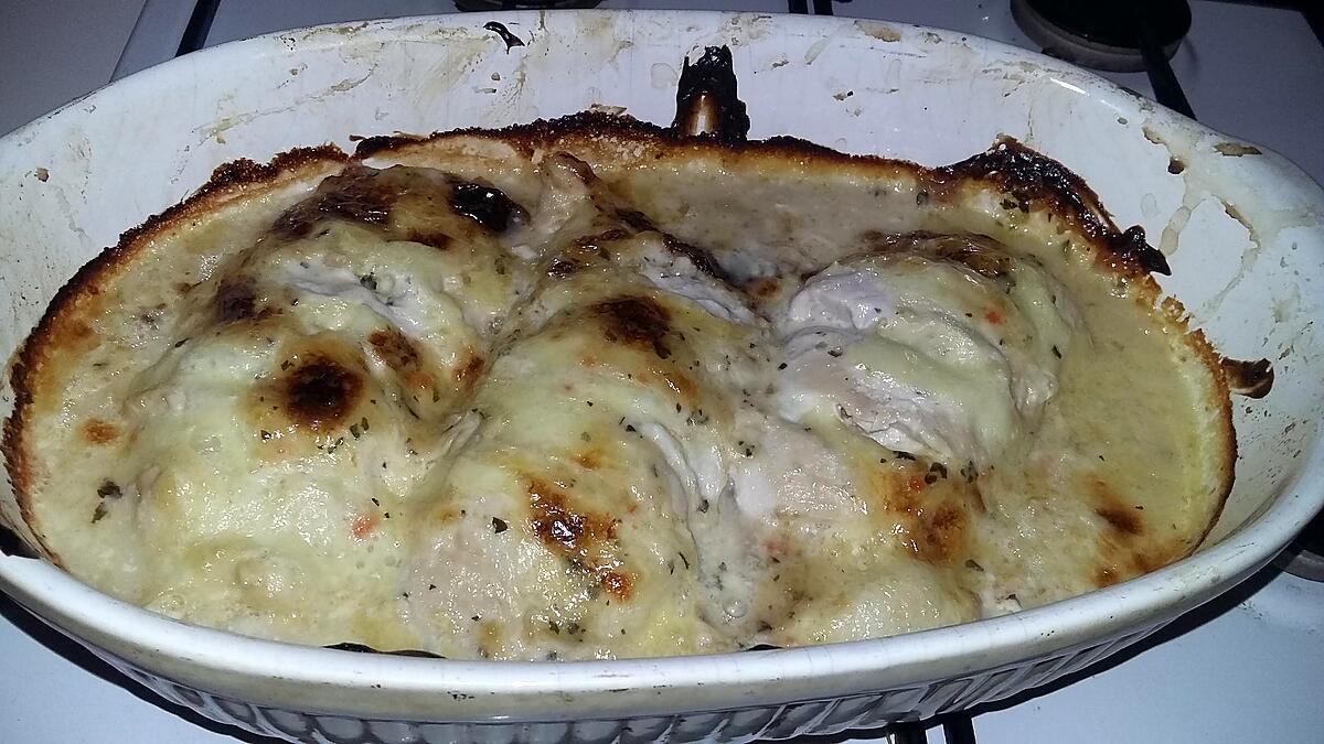 recette Blancs de dinde farci au fromages gratiné a la sauce raifort