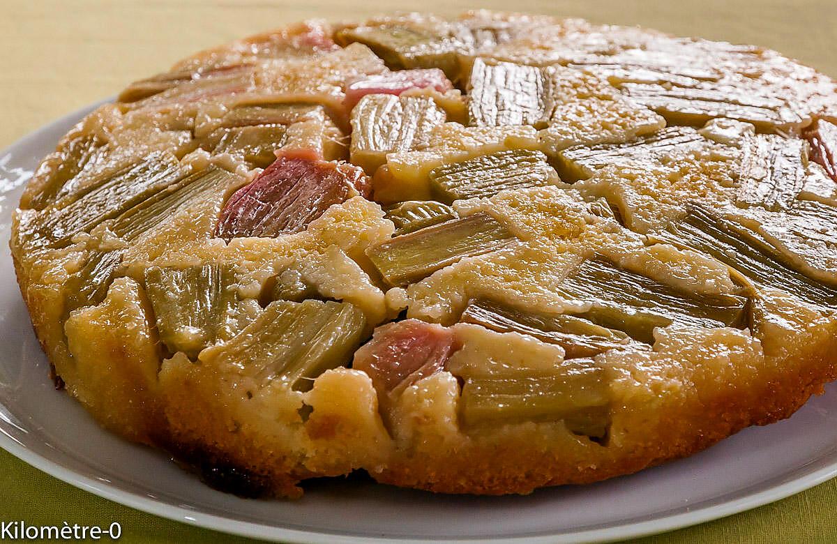 recette Gâteau à la rhubarbe version tatin