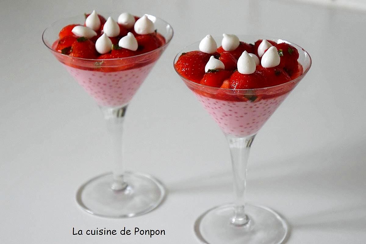 recette Fraises parfumées à la menthe et gingembre et ses perles dessous dessus