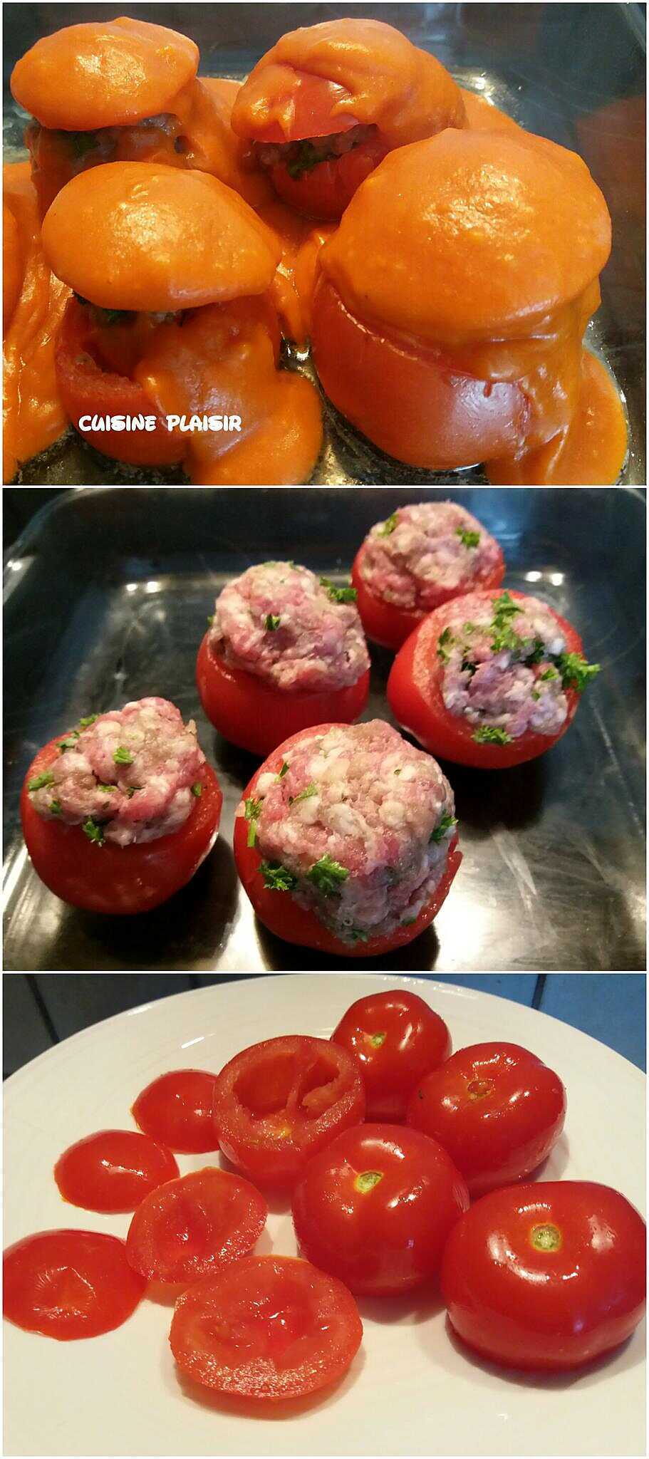 Tomates farcies à la viande et sauce blanche tomatée