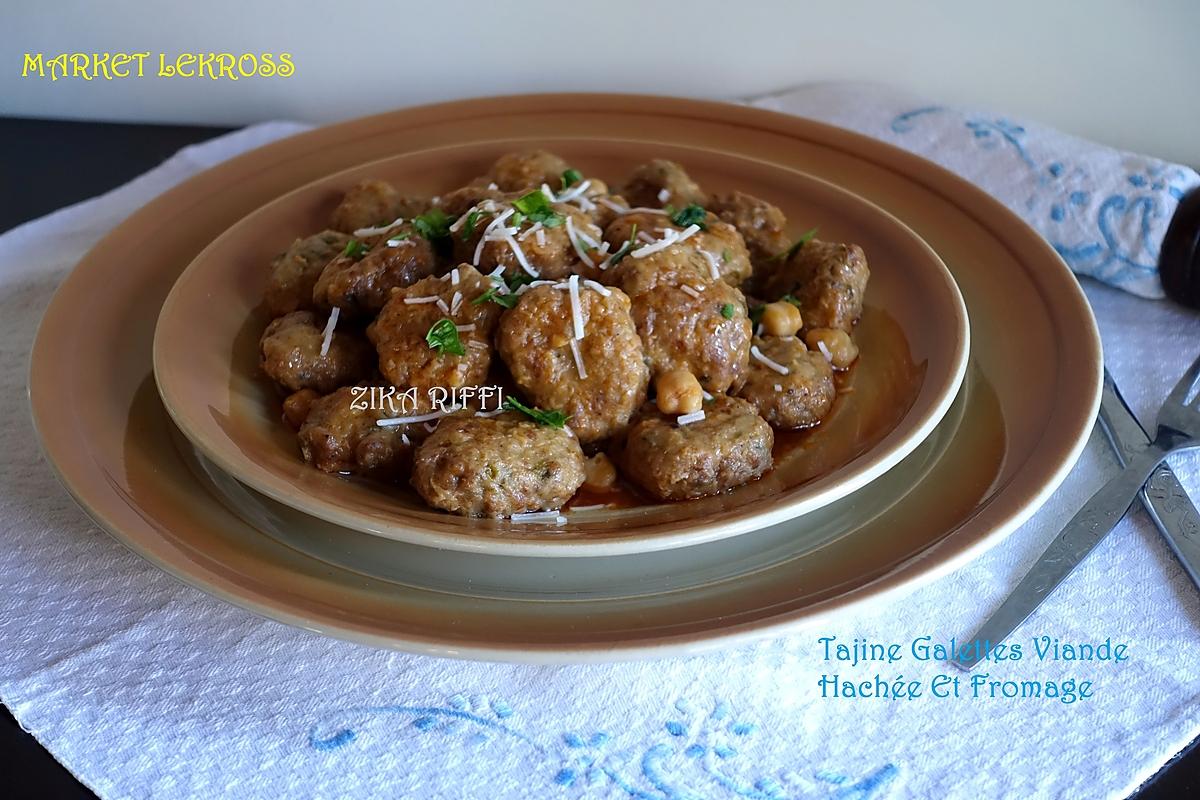 recette MARKET LEKROSS-TAJINE SAUCE DE GALETTES DE VIANDE HACHÉE ET FROMAGE -