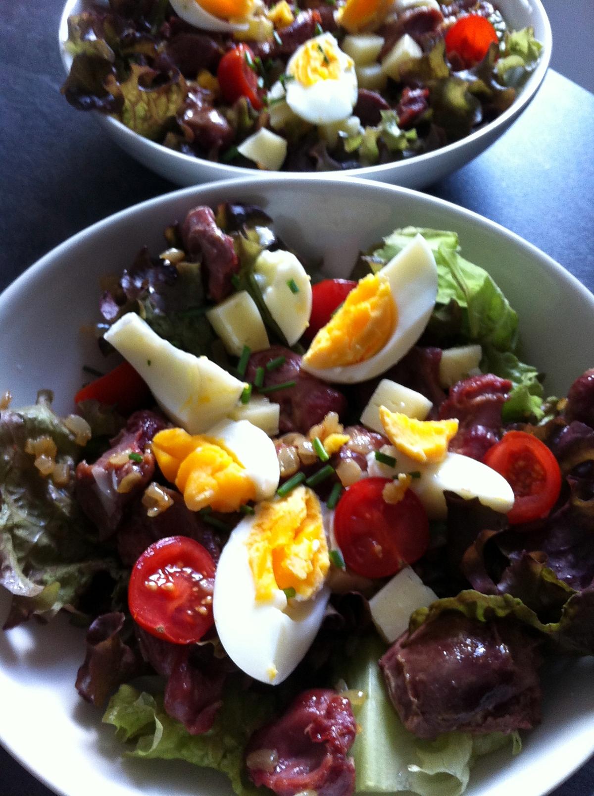 recette Salade de gésiers, tomme de Savoie et tomates cerises