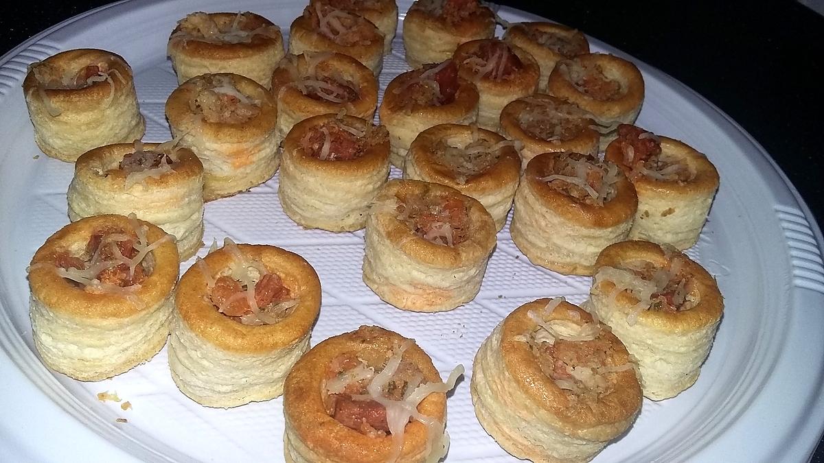 recette Bouchées a la reine apéritives a la crevette et au chorizo