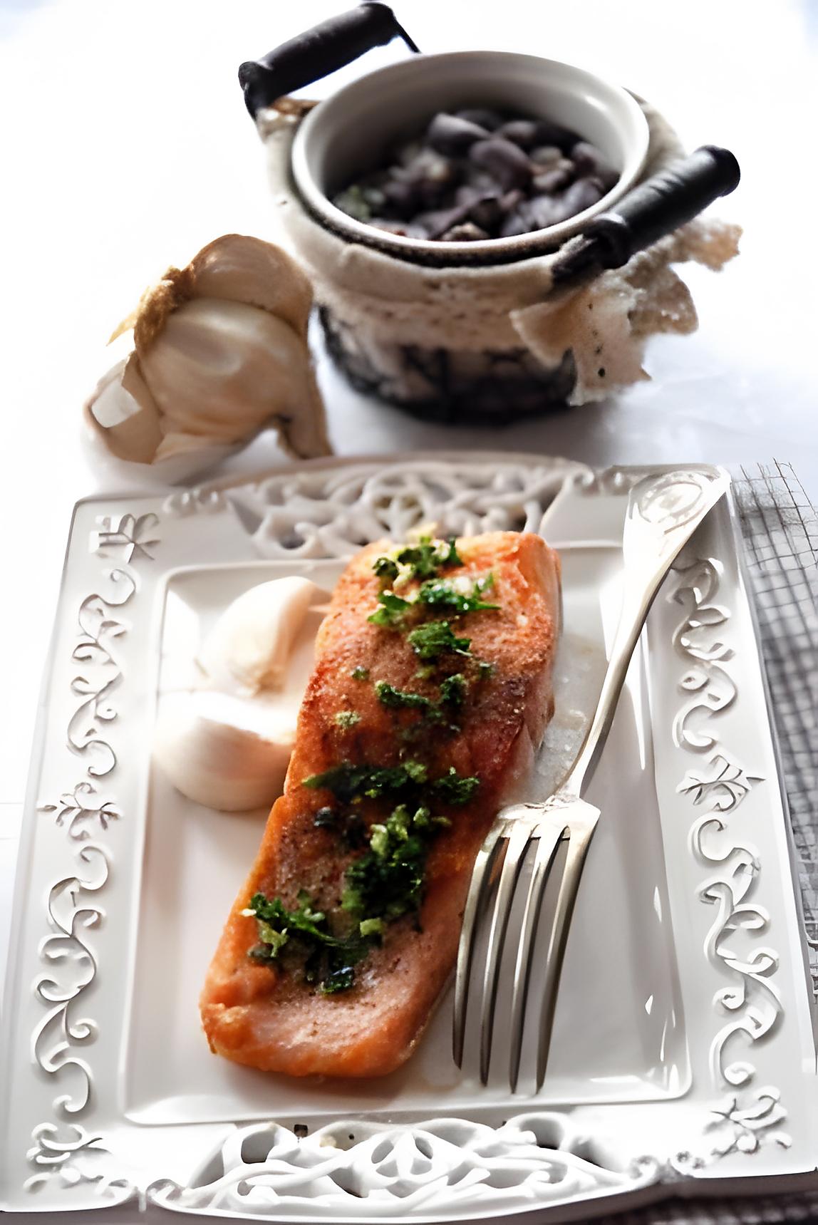 recette Pavé de saumon et haricots sauce yaourt