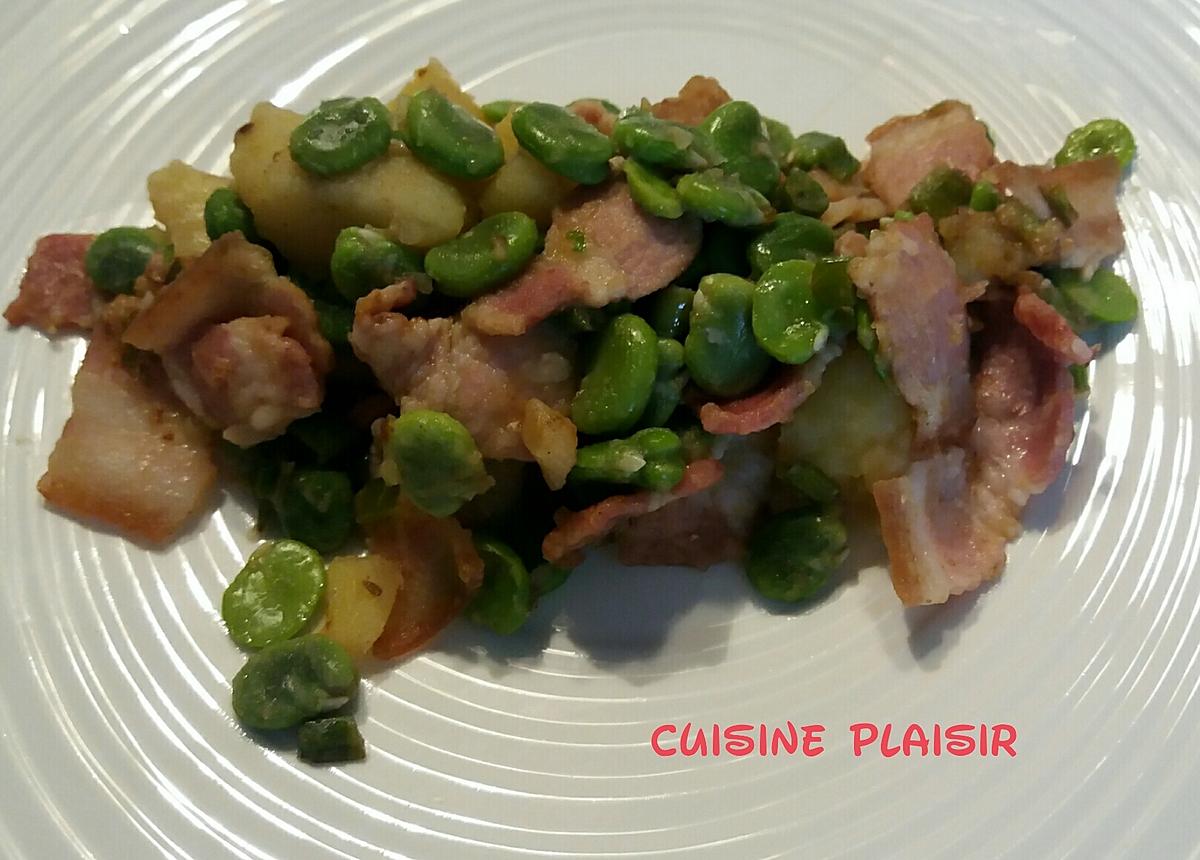 recette Salade de pdt rissolées, lard et fèves des marais