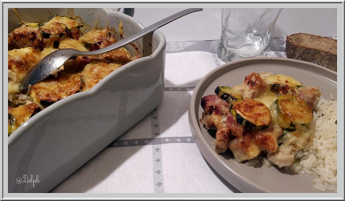 recette Gratin de Courgettes au piment doux et poitrine fumée