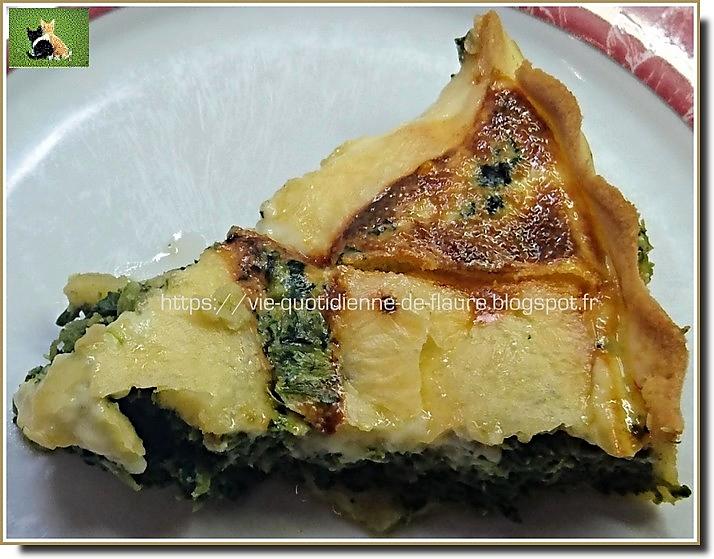 recette Tarte, aux épinards, recouverte de tranches de fromage à raclette