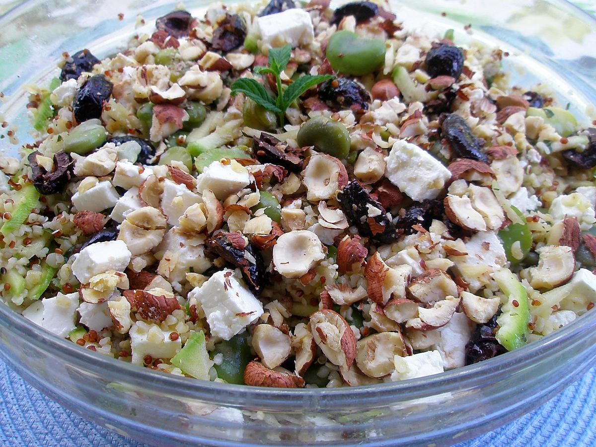 recette Salade de quinoa,fèves et courgettes