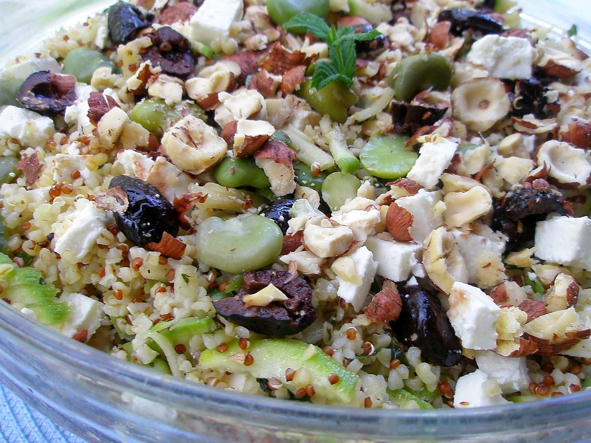 recette Salade de quinoa,fèves et courgettes