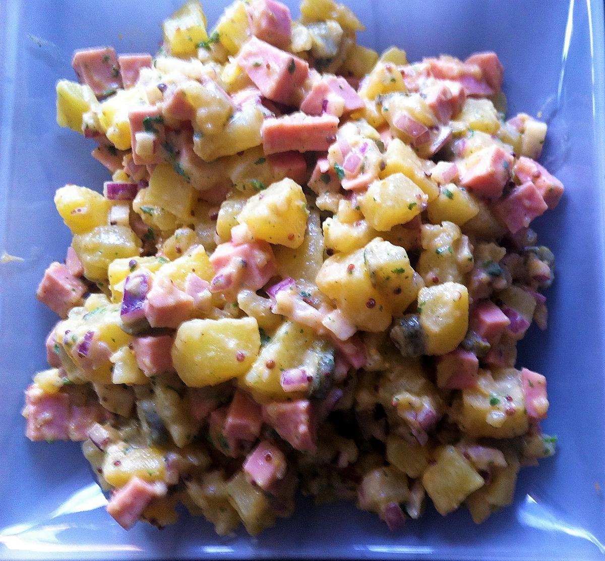 recette Salade pommes de terre, cornichons et cevelas sauce moutarde-balsamique