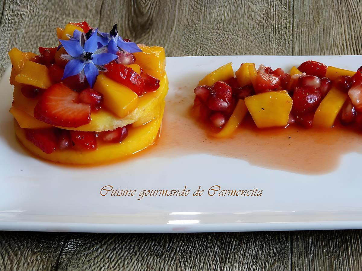 recette Raviole de mangue tartare de fraises et grenade