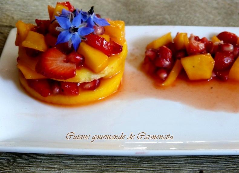 recette Raviole de mangue tartare de fraises et grenade