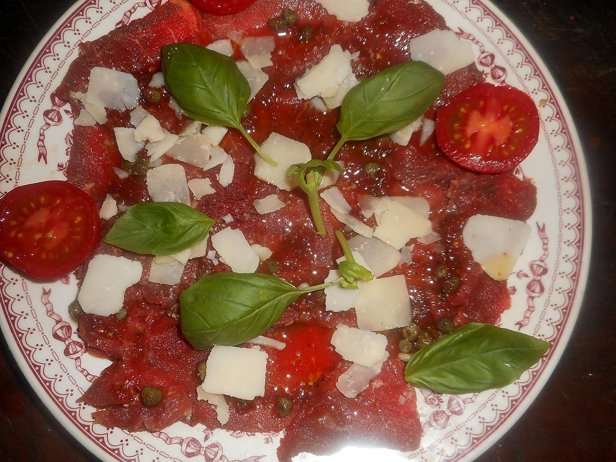 recette Carpaccio de boeuf sauce pimentée