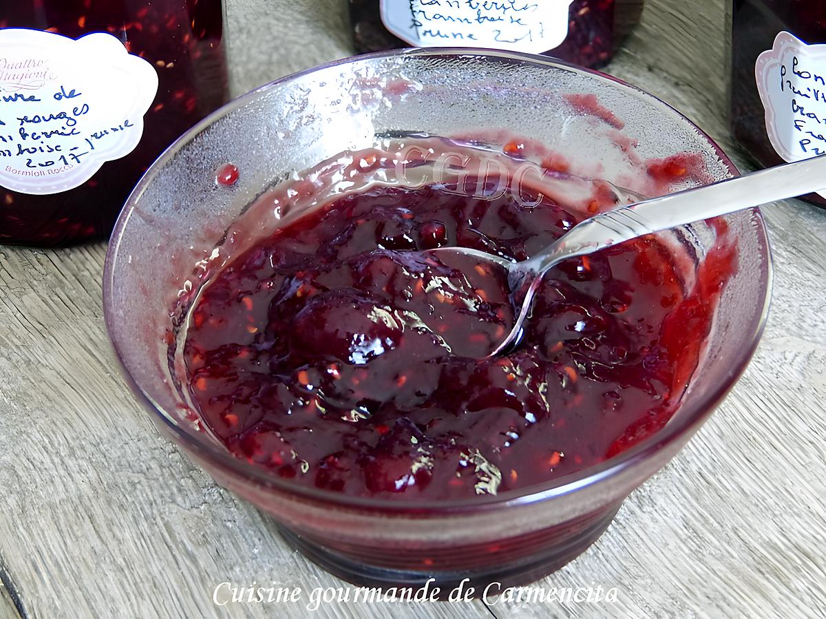 recette Confiture de fruits rouges cranberrie framboise prune