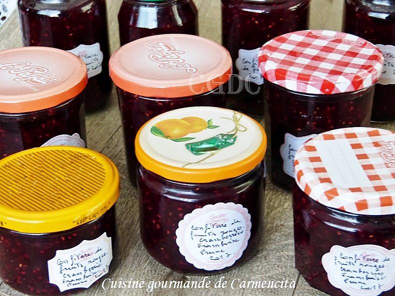 recette Confiture de fruits rouges cranberrie framboise prune