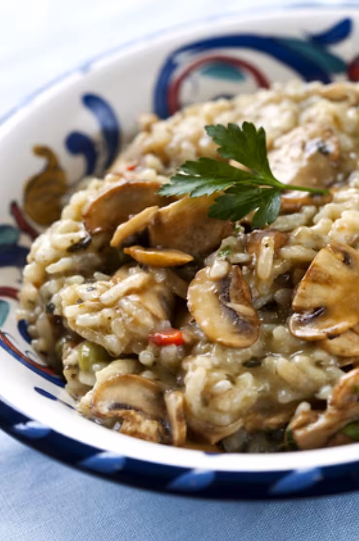 recette Risotto au poulet/champignon onctueux.