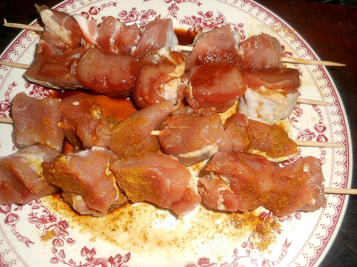 recette Brochettes de porc sauce cacahuète