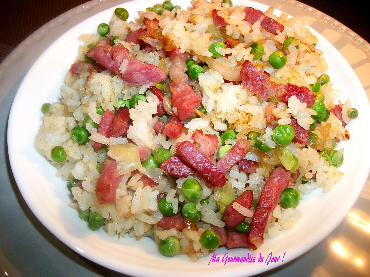 recette Riz Chauffé aux Lardons et Petit Pois (spécialité de mon île 974 RÉUNION)