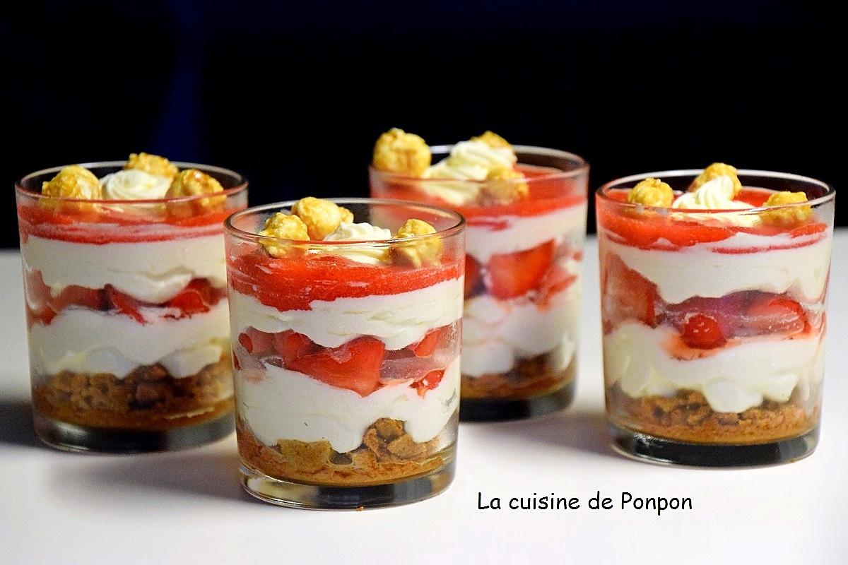 recette Verrine crème de mascarpone, fraises et spéculoos