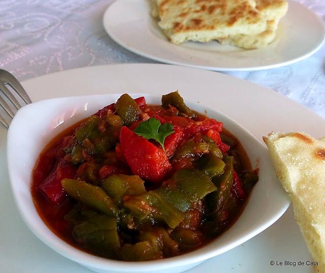 recette Chakchouka algéroise / salade de poivrons grillés