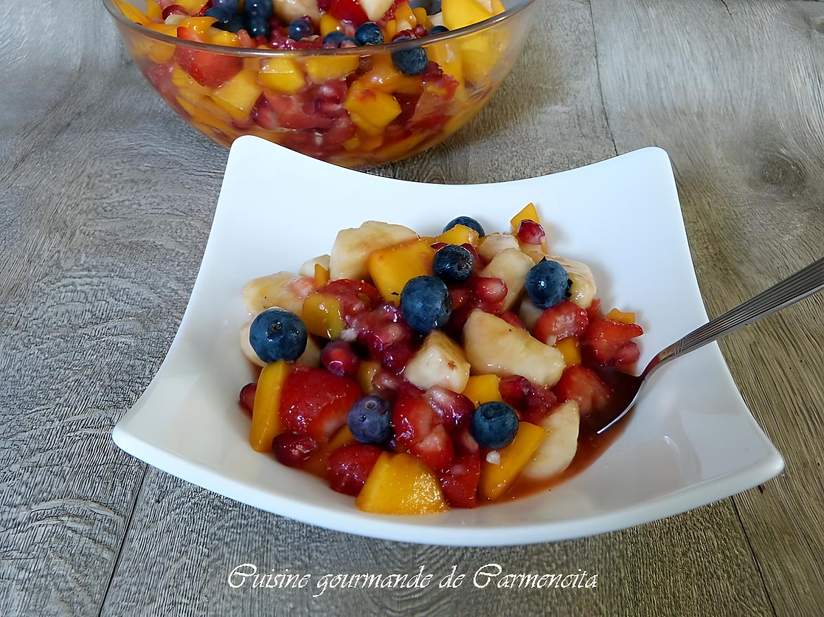 recette Salade de fruits à la liqueur de framboises