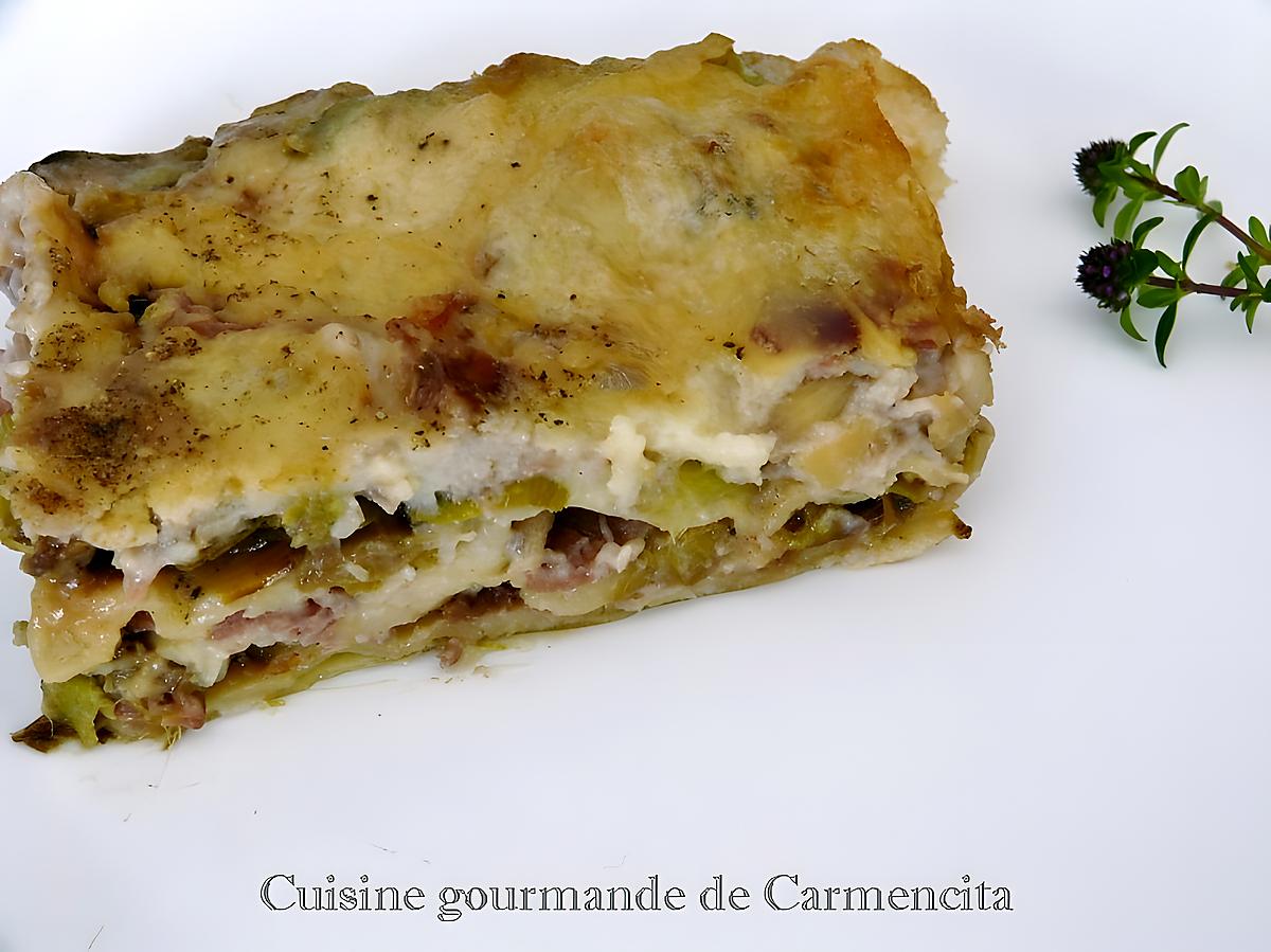 recette Lasagne aux poireaux, jambon et Gorgonzola